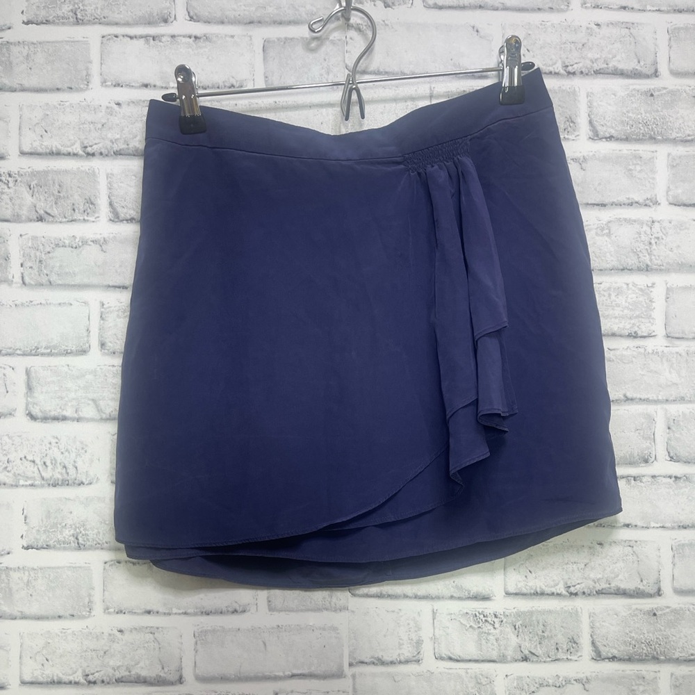 BCBGMAXAZRIA South Pacific Faux Wrap Mini 100% Silk Skirt 4